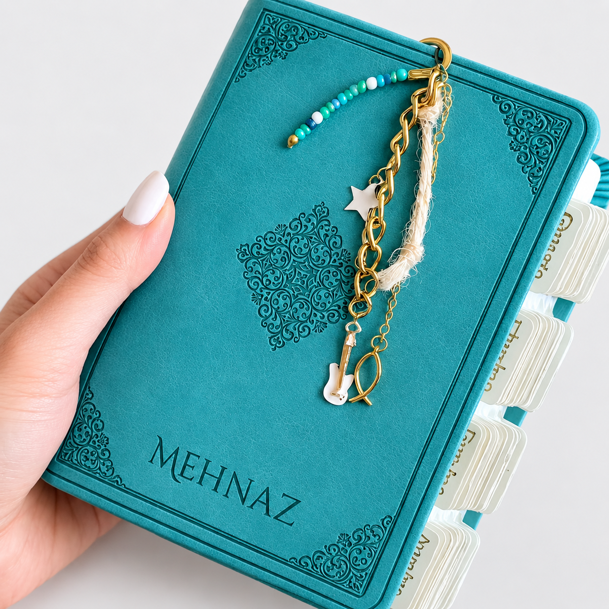 Personalized ESV Bible with Tabs and Gold Initial Charm