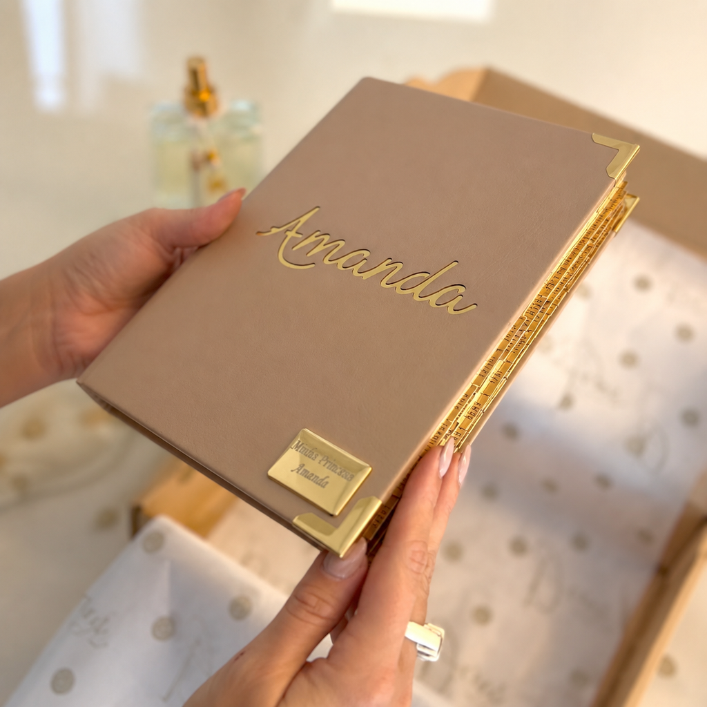 Nude Faux Leather Bible Bundle with Cut-Out Name + Medium Plaque + Index Tab Sheet
