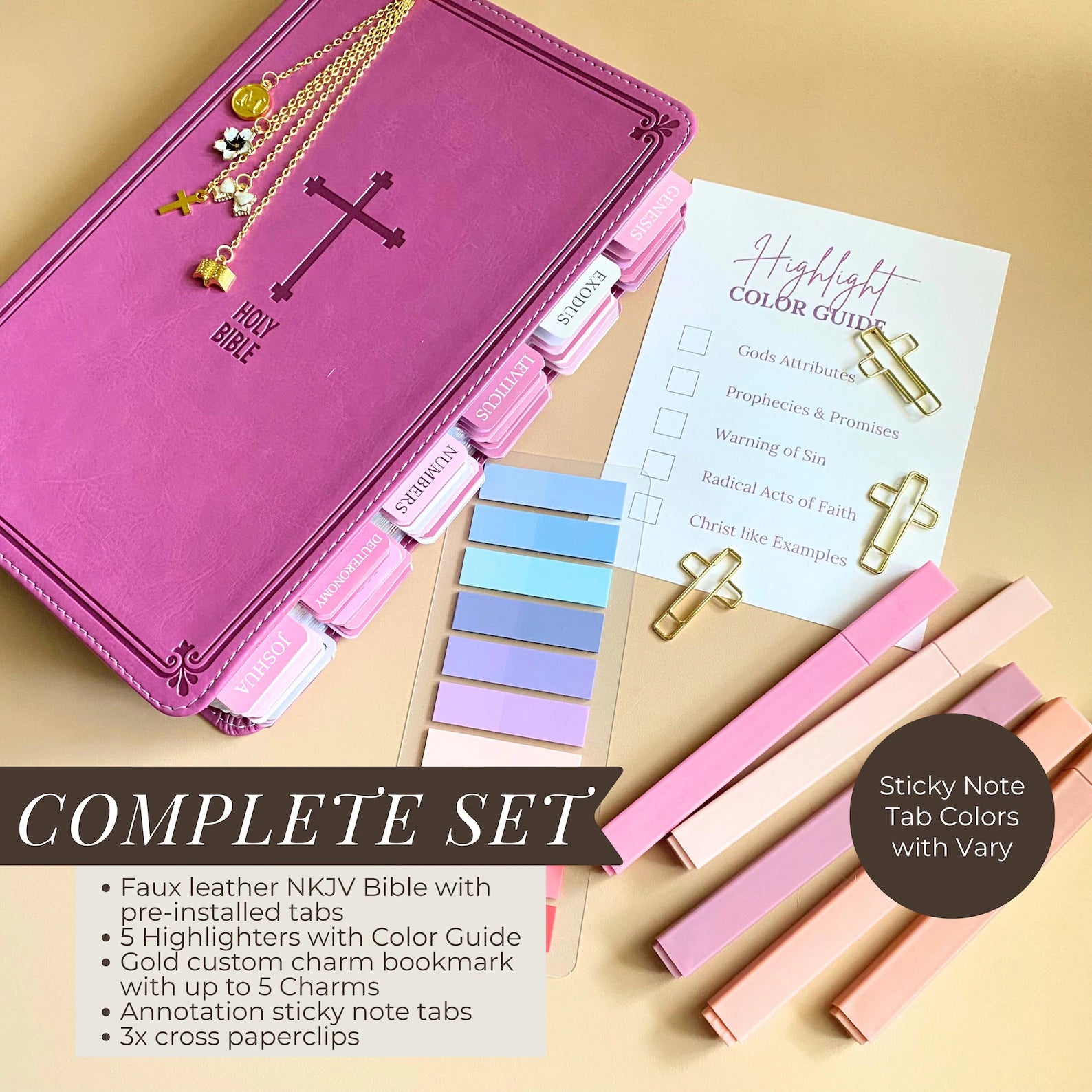 Personalized Pink Floral KJV Bible - Journaling Study Set with Tabs