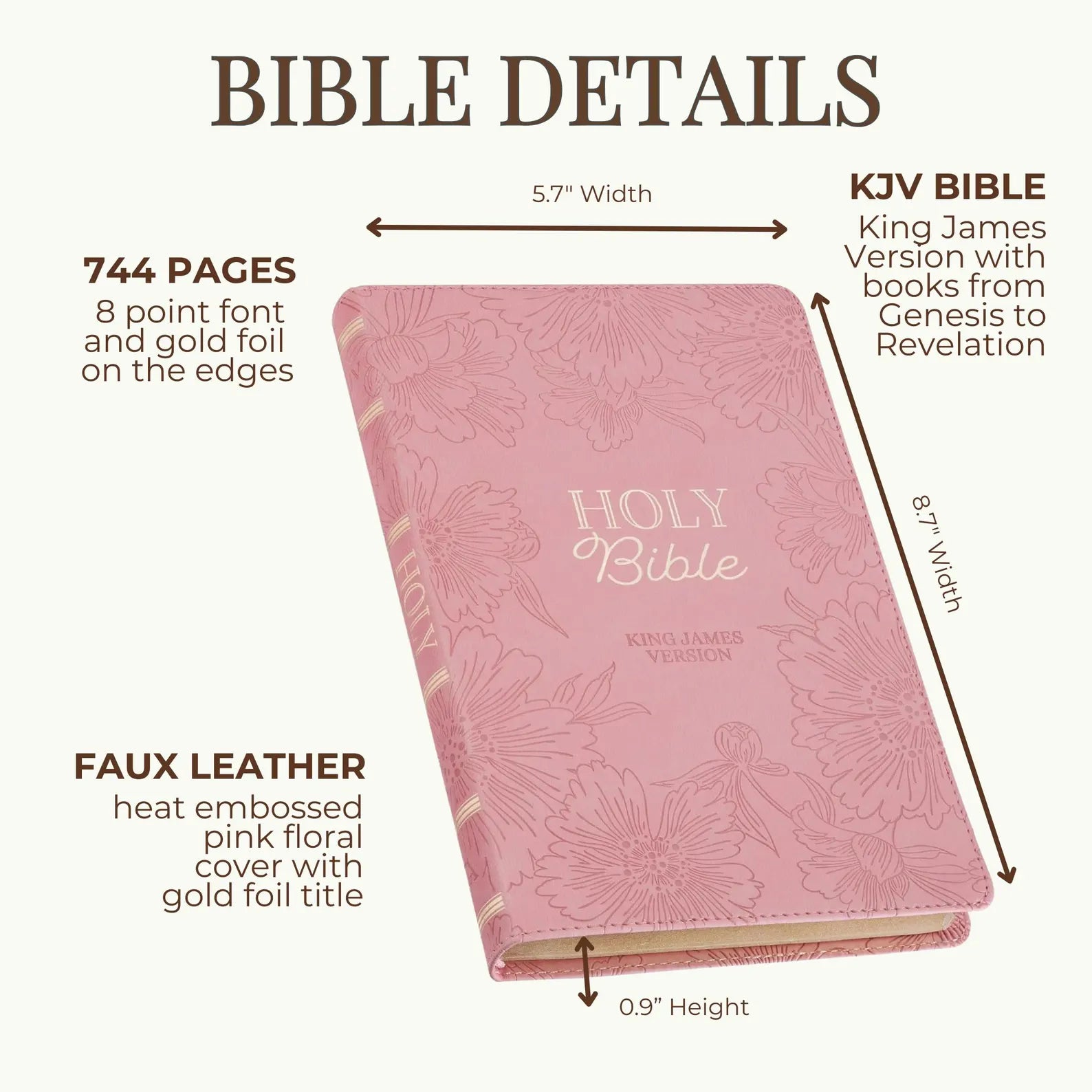 Personalized KJV Bible - Pink Floral Luxury Edition with Bible Tabs