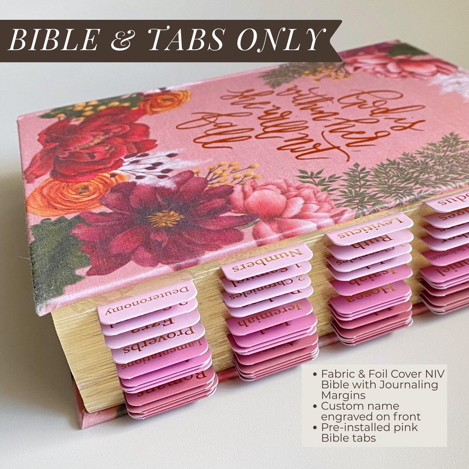Personalized NIV Journaling Bible - Pink Large Print Set with Tabs