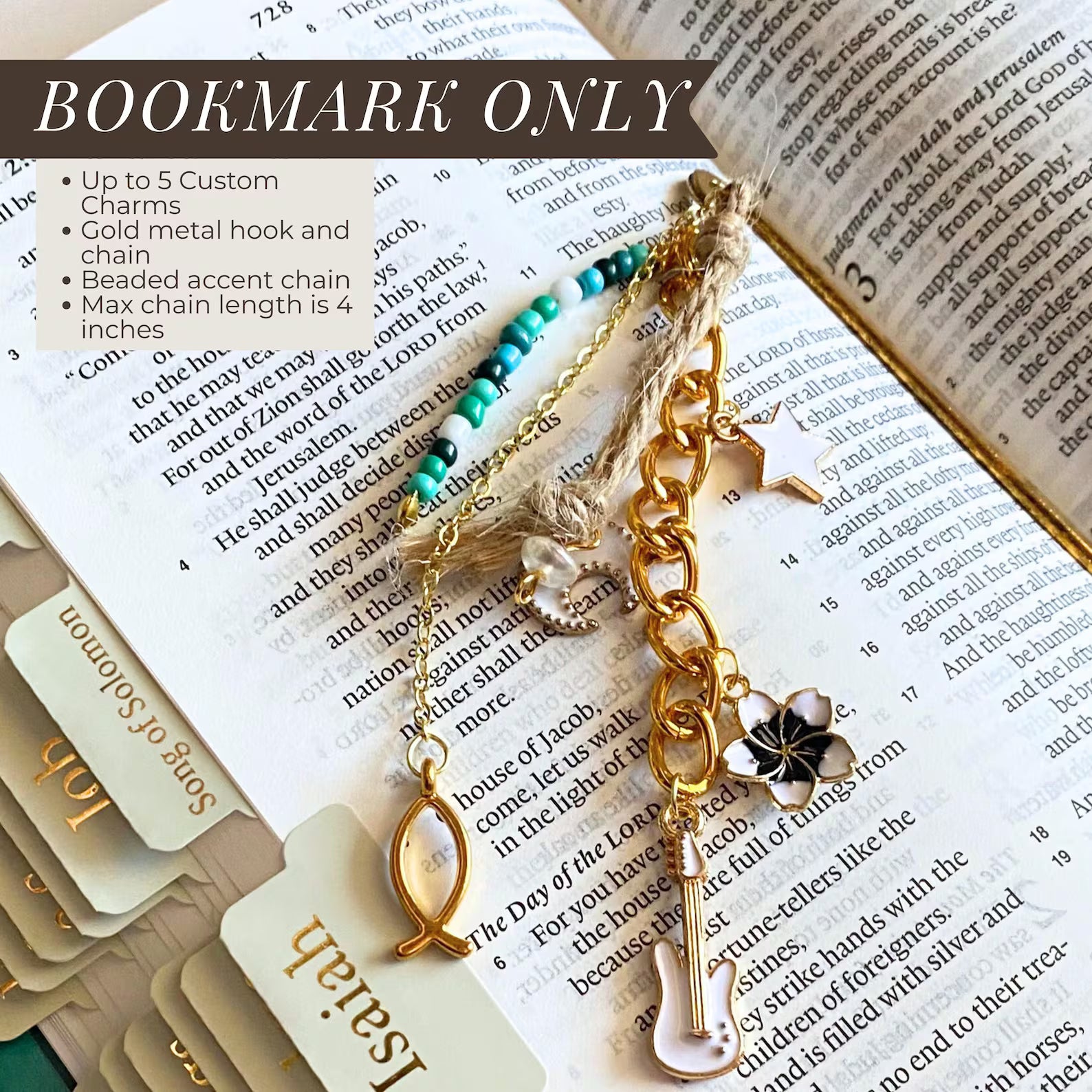 Personalized ESV Bible with Tabs and Gold Initial Charm