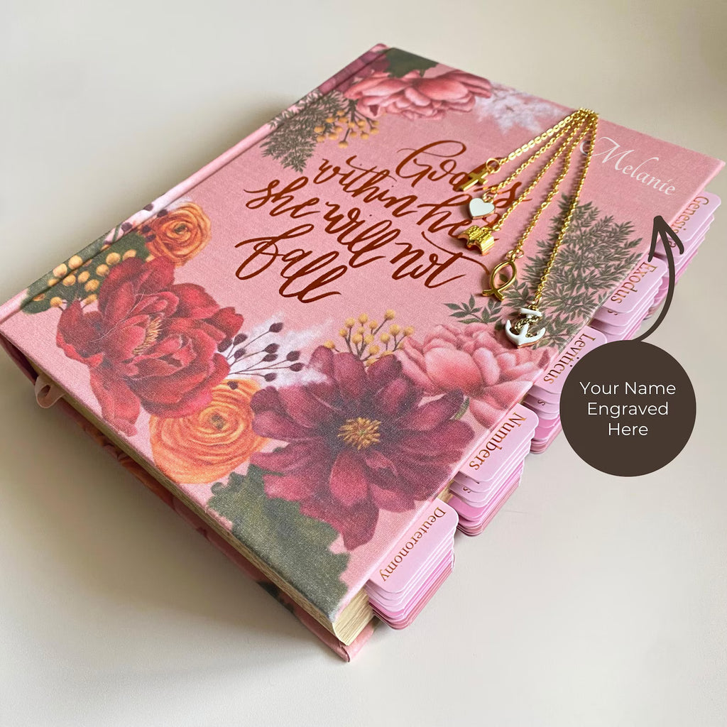 Personalized NIV Journaling Bible - Pink Large Print Set with Tabs